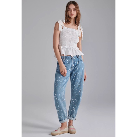 Anthropologie Stephanie Smocked Eyelet Tank With Bows NWT SZ L-XL - Picture 3 of 16